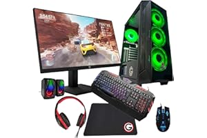 Golook • PC Desktop Gaming LED RGB Fisso Completo • Ryzen 3 4300G 16GB SSD 480GB M.2 NVME WiFi • Monitor 24" • Tastiera • Mouse • Cuffie • Casse con LED • Computer