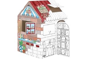 BANKERS BOX AtPlay -Treats & Eats Pappspielhaus für Kinder - Colour-In Craft Cafe Design - FSC-Zertifiziert & 100% recycelbar - Kreative Indoor-Spielhaus Spielzeug XL (81.3 x 81.3 x 121.3cm) Alter 3+