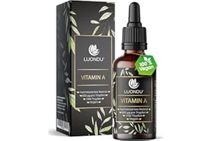 ‎LUONDU Luondu Vitamin A Tropfen hochdosiert 5000 I.E 1500µg pro Tagesdosis 50ml (1700 Tropfen) Vegan - Retinol Tropfen I Mit höchster Bioaktivität