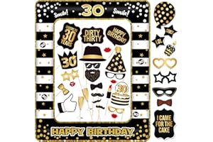 YIIIGOOOD 30. Geburtstag Fotobox Accessoires Männer 34 Stück Photobooth und 1 Stück Aufblasbarer Fotorahmen Photo Booth Geburtstag Deko 30 Geburtstag Frauen