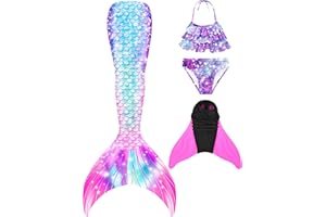 shepretty Ragazze Sirena Coda Costume da Bagno Squalo Cosplay Costume 4pcs