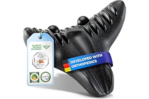 Healthfix® Neck Stretcher – Cervical Traction Device for Neck Pain Relief | Neck & Shoulder Relaxer | Orthopaedic Neck Cloud Pillow & Posture Corrector (Black)