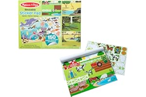 Melissa & Doug Libro Adesivi Attacca e Stacca - Album Stickers Riutilizzabili Tema Ambienti Naturali e Animali, Regalo per Bambini e Bambine, 3+ Anni