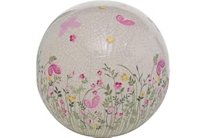 BOLTZE Decorative Ball Rosalie, Floral, Stoneware, Diameter 15 cm, Country House, Flower Colours, Hanging Decoration, Spring, Summer