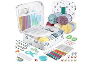 OWill Set di 61 Uncinetto Set,Crochet Kit Uncinetto Principianti,Kit Uncinetto Uncinetti Ergonomici,Set Uncinetto per pizzo a maglia accessori con custodia