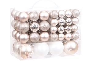 Sea Team 99 Piezas Surtidas de Adornos de Bolas de Navidad Juego de Adornos Colgantes Decorativos de Temporada Inastillables con Paquete de Regalo para Decoraciones Navideñas de Árbol de Navidad