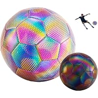 Luminous Glowing Football - Holographic Reflective PU No.5 Soccer Ball For Night Games, Machine Stitched & Durable - View #10