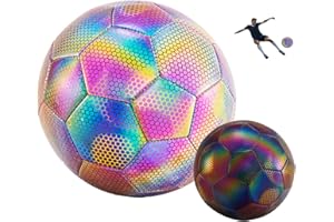 Qualis Reflective Football For Night Time | Luminous Bright Football | Holographic Glowing Size 5 Football | Football Gifts | (Ball Needs Direct Light To Reflect/Glow)