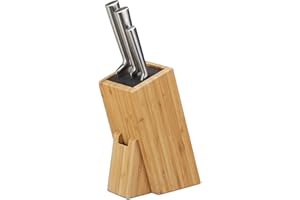 Relaxdays 10022159 Bloc À Couteaux, Bambou, Nature, 17 x 11 x 25 cm