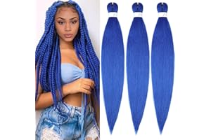 YDDM Pre Stretched Braiding Hair Braiding Hair Extensions Blue Braids Extensions Hair 20 Inch 3packs Box Braid Hair Extensions Hair For Braiding Crochet Hair Braiding (20 Inch, Blue#)
