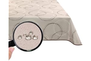 Valia Home® Tovaglia con rivestimento in Teflon per uso interno ed esterno in 6 design | Lavabile, respinge acqua e sporco grazie al fidato effetto loto | 140 x 240 cm beige