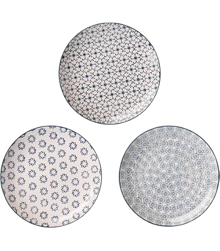 Bloomingville Bord Carla Lapis Retro dessertborden, ontbijtborden, vintage, taartborden, rond, ø 20 cm, lapis blauw groen, keramiek, set van 2