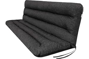 ‎PILLOWPRIM PillowPrim Kissen für Hollywoodschaukel • Gartenbankauflage • Bankauflage • Bankkissen • Sitzkissen und Rückenkissen • sitzbreite 180 cm Schwarz Öko-Leinen