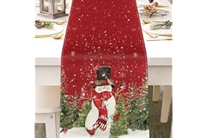 Purpledi Camino de Mesa Navideño, Camino de Mesa de Navidad Rojo, Camino Mesa Navidad Rojo, Decoracion Mesa Navidad, Navideños Decoración Hogar para la Casa Natal Adorno Decoraciones 140 x 40cm A