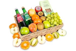PRESTIGE HAMPERS Delicious Fruit Hamper with Cheese – Fresh Gift Basket for Birthday, Get Well, Family, Thinking of You – Gourmet Food Box with Assorted Fruit, Cheese Board, Snacks – Unique Present Idea