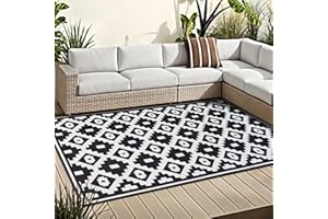OMERAI Rugs for Living Room Indoor & Outdoor Rugs Black-White Washable Rug Stain Resistant Non Slip Garden Rugs Modern Boho Rugs Bedroom Rugs 120X180CM Patio Rugs