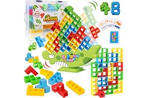 MQVXT Jeu d'empilage en Tetris,48 Blocs de Construction de Jouets Equilibre Tetris,Jouet d'équilibre pour Jeu Tactique de Table,Approprié comme Cadeau Enfant ou Alors Jouet Enfant 3 Ans+