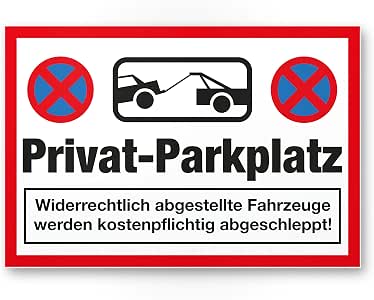 Privatparkplatz-Schild – 30 X 20 Cm, Kunststoff, Wetterfest, Ohne Bohren Montierbar