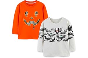 Pilipulu Camiseta de Manga Larga Niño, Pack de 2 Camisetas de Algodón, T-Shirt Bebé Niños de Dinosaurio para Infantiles 2-7 Años