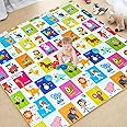 Deep Sleep Baby Play Mat, Large XPE Waterproof Foam Foldable Baby Crawling Mat with Reversible Animals&Jungle Double-Sided Patterns, Anti-Slip Floor Playing Mats(79"×71") (Animal Print)
