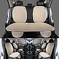 AIRCOMFORT Polycotton Car Seat Cover Protector Back Rest Support Car Seat Mat Set Front And Back Cushion Sheet Non- Slip Interior Seats Cover- Fit For Most Cars(Beige) (7 Piece'S Set)
