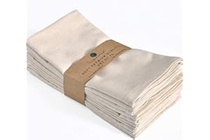 Fingercraft Dinner Cloth Napkins, Cotton Linen Blend 12 Pack Natural Premium Quality, Mitered Corners for Every Day Use Napkins are Pre Shrunk and Good Absorbency Christmas Cloth Napkins Ivory