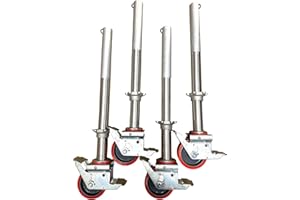 TOPTOWER Set of 4 Adjustable legs & Castors 125mm for Industrial Alloy Scaffold Tower