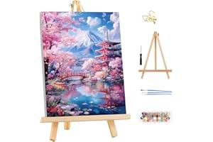 MEIYUDA DIY Paint by Numbers for Adults with Frame Japanese Scenery, Arts and Crafts Kit for Adults Beginner, Drawing Paintwork for Home Wall Decor 25x35cm