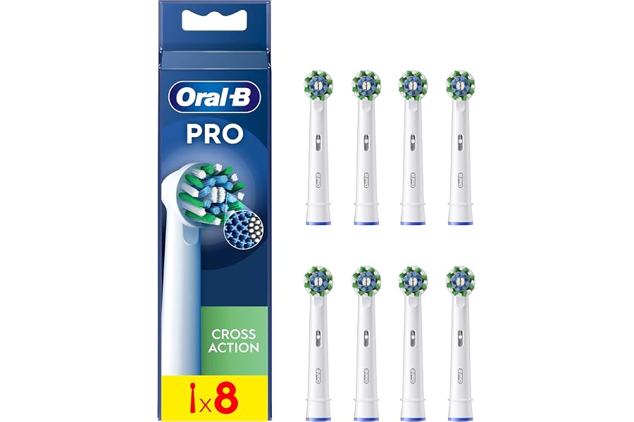 Oral-B CrossAction Cabezales de Recambio Originales, Blanco, Pack de 8 | Recambios para Cepillo de Dientes Eléctrico Oral B P