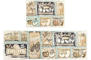 Carvapet 2 Pieces Kitchen Mat Rug Non Slip Washable Kitchen Floor Mat Country Rustic Style Runner Rug Set(Beige)