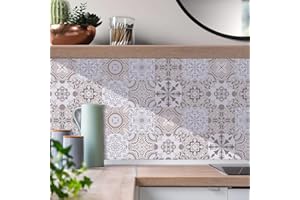 HORIWE Tile Stickers for Kitchen Bathroom Backsplash PVC Waterproof Oil Proof DIY Self Adhesive Stick on Tiles Wall Stickers Home Decor Moroccan 20pcs
