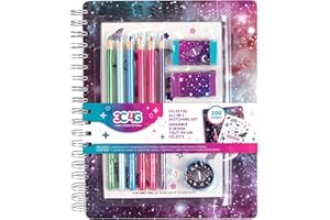 3C4G THREE CHEERS FOR GIRLS Three Cheers for Girls - Celestial All-in-1 Sketchbook Set - Girls Diary, Journal, Sketch Book for Kids w/ Pencils, Stickers & More - Drawing Kit for Kids - Unlined Diary for Girls - Kids Sketch Pad