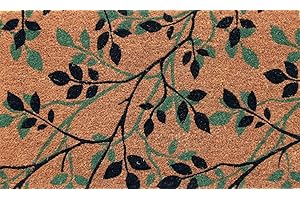 COCO&COIR EVERYTHING IN A NUTSHELL Coco&Coir Door Mat Natural Coir | Non-Slip | Thick Coir | Premium Quality | Rubber Backed | Eco-Friendly | Indoor | Outdoor | Heavy Duty | Leaves Theme | Entrance Door Mat | 45 x 75 cm (Shadow Leaves)