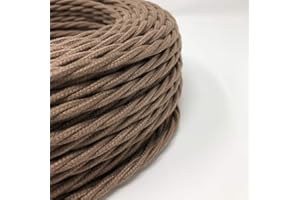 LAMORELL LIGHTDESIGN Câble électrique tressé/tressé avec revêtement en tissu. Couleur marron orge. Section 3 x 1,50 (10 mètres)