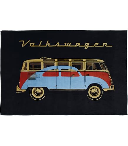 Couverture Polaire Volkswagen VW T1 - Design Bulli Aventure - 150x200 Cm - Douce Et Chaude Pour Canapé Ou Lit