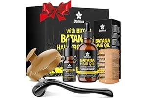 AN BAILIHUA Beard Growth Kit Batana Oil for Hair Growth Kit with Biotin Derma Roller Scalp Massager Comb Empty Travel Bottle Hair Beard Growth Christmas Xmas Gift for Men Women Stocking Fillers 120ml