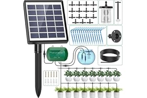 AnseTo Solar Bewässerungssystem für 2024 Neuestes Automatische Bewässerungscomputer für Garten, Balkon, Greenhouse Pflanzen, Kübelpflanzen im Freien mit 12 Timer-Modi und 15 Bewässerung Tropfschlauch