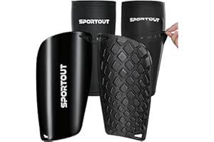 Sportout - Espinilleras de fútbol para niños y jóvenes con Mangas elásticas, Ofrece una protección Integral para Sus piernas