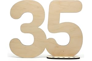 HAGEFOL Libro degli ospiti in legno con numero 35 – da scrivere come regalo con supporto e porta candele di compleanno – per 35 compleanni, 35 anni di anniversario o matrimonio