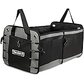 DOUBLE R BAGS Collapsible Car Trunk Organizer with 4 Compartments & 7 Pockets | Heavy Duty Polyester Storage Bag for SUV, Sed