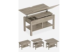 KIMENICH Mesa de centro regulable en altura, mesa de salón multifunción 3 en 1 con almacenamiento oculto, mesa de café, la mesa de centro se puede colocar en una mesa de comedor para sala de estar (Gray)