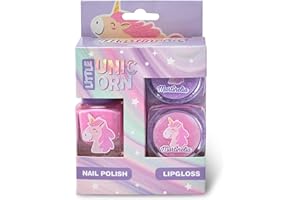Martinelia Trio Gloss et Vernis à l'Eau à Ongles pour Enfants Little Licorne - Brillants à Lèvres - Ensemble Maquillage pour Filles Lavable, Sans Produits Nocifs, 1 Unité (Lot de 1)