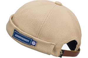 CLAPE Respirant Bonnet Docker sans Visière Street décontracté Brimless Chapeau Hommes Bonnet Docker Bord Roulé rétro Travailleur Marin Casquette