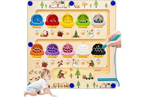 RunHero Montessori Magnetyczny labirynt kolorów i liczb, drewniana zabawka do dopasowania kolorów, zabawka motoryczna dla chłopców i dziewczynek w wieku 3, 4, 5 lat, zajęcia edukacyjne w przedszkolu,