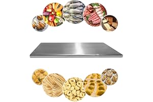PRM Acciai Tagliere Acciaio Inox - Tagliere da Cucina e Spianatoia Acciaio Inox per Impastare Pizza, Pane, Pasta Sfoglia, Cioccolato e Dolci 400x500 Con Piega Frontale 20mm. No Alzatina Paraschizzi.