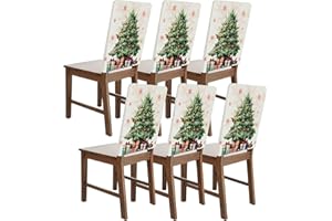 Bseical 6 x Stuhlhussen Weihnachten, Universal Stuhlbezug, Esszimmer Stuhldekoration, Abendessen, Weihnachts Party Besteck Deko (A)