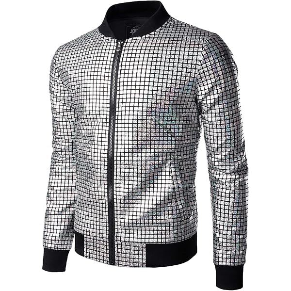 JOGAL heren metallic nachtclub stijlen Zip up Varsity honkbal bommenwerper jas kostuum