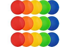 TESIN 15 Stück Polyvinyl-Spotsmarken, 23 cm rutschfeste Sport Gummibodenmarken, Flache Feldkegel, Poly-Dots für Fußball, Basketball, Tanzübungen, Agilitätstraining und Drills (9 Zoll)