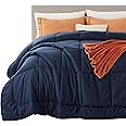Bedsure Duvet Insert King Comforter Navy - All Season Quilted Down Alternative Comforter for King Bed, 300GSM Mashine Washable Polyester Bedding Comforter with Corner Tabs