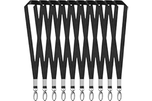 FOCENAT 15Pack Lanyards for Id Badges Black Key Lanyard with Clip Neck Strap with Badge Clip Bulk Lanyards for Neck Name Badge Holder,Id Card,Keys Strap